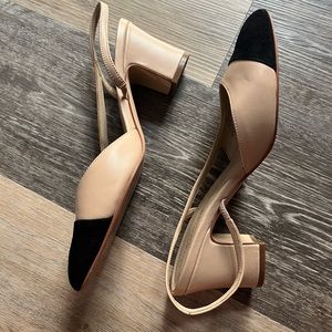 Marc Fisher Black Capped Toe Sling Back Block Heels | size 8